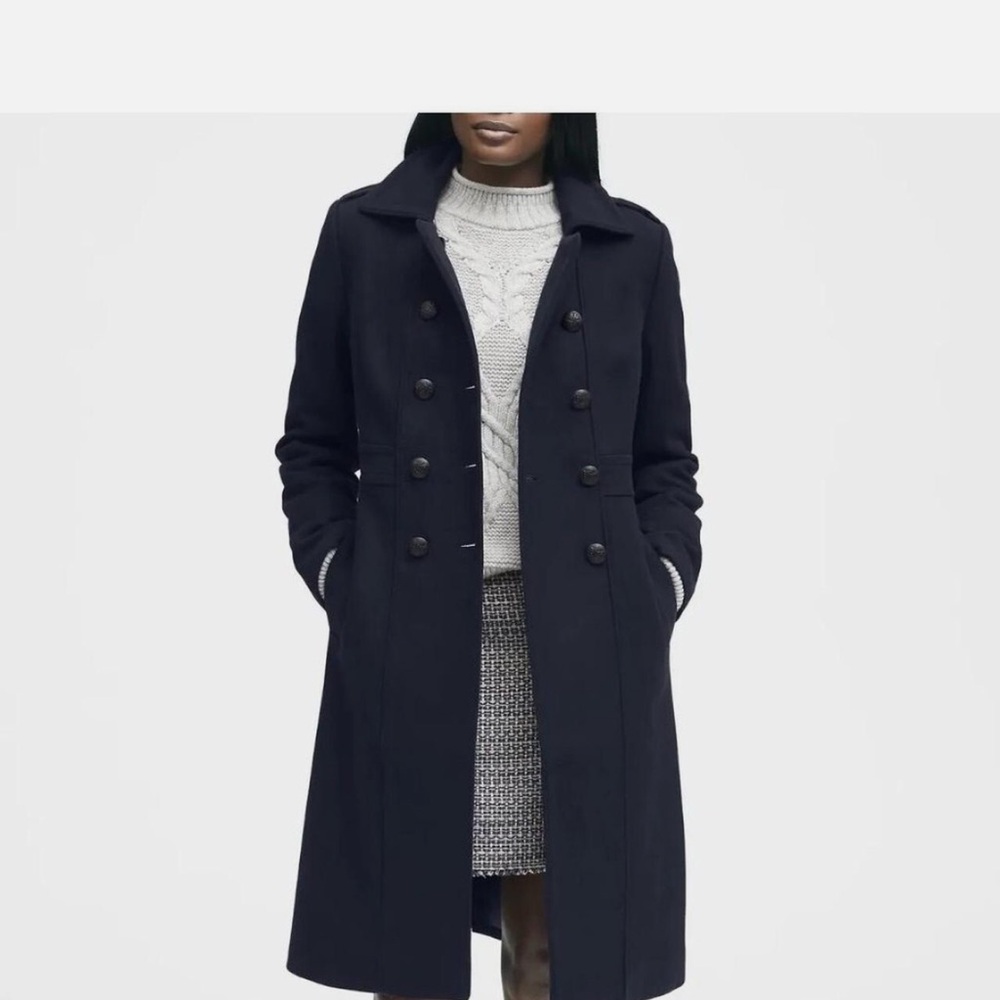 Banana Republic Navy Double-Breasted Trench Coat